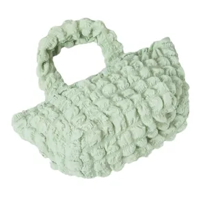 Elegante bolso de mano plisado verde claro con textura de burbujas para mujer, moderno