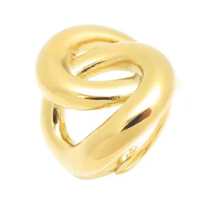 Bague géométrique dorée pour femme, bijou en acier inoxydable torsadé irrégulier.
