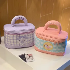 Zwei große Kosmetiktaschen im koreanischen Stil mit gepolsterten 'JOLLY'-Griffen