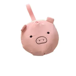Linda bolsa de viaje rosa para ropa interior con diseño de cerdito y correa de mano