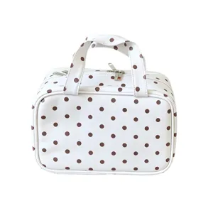 Tragbare dreilagige Kosmetiktasche mit Polka-Dots und großer Kapazität für Reisen