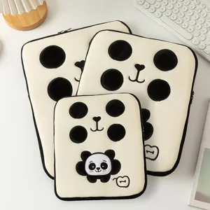 Housse de Laptop Panda Brodé Dessin Animé Mignon Pochette de Protection Souple Antichoc pour Tablette Organisateur