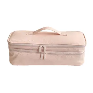 Large capacity double-layer portable hair dryer and curling iron storage bag