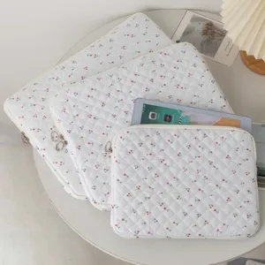 Καπιτονέ Θήκη Laptop Σχέδιο Καρδιά Κεράσι Λουλούδια Αντικραδασμική Προστατευτική Τσάντα για Γυναίκες Κορίτσια