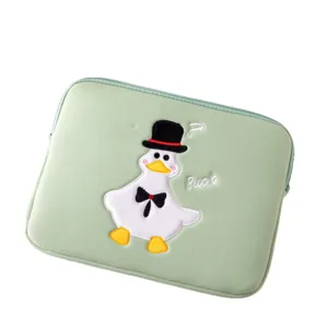 Cute cartoon duck embroidery iPad sleeve protective shockproof inner laptop bag.