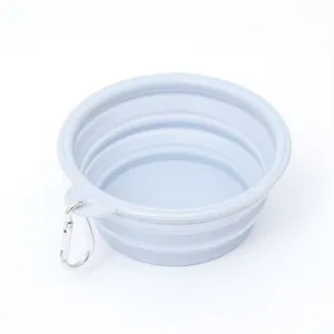 Ciotola pieghevole portatile in silicone per cani viaggio animale con moschettone esterno.