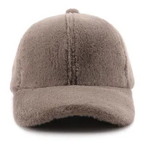 Casquette de Baseball en Peluche Hiver Rétro Japonais Couleur Unie Chaud Chapeau à Visière Homme Femme Extérieur Coupe-vent