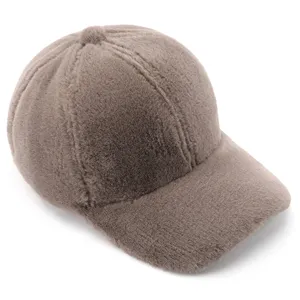 Casquette de baseball vintage en peluche marron pour la chaleur en automne et hiver.