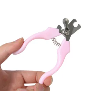 Ergonomic pink pet nail clipper for cats and dogs with sharp stainless steel blades