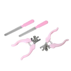 Professional pink pet nail clipper and file grooming set for small dogs and cats