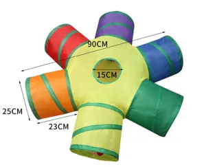 Foldable rainbow cat tunnel with dimensions 90cm span and 25cm entrance diameter