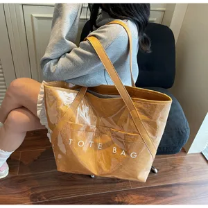 Große DuPont-Papier und PVC Jelly Tote Bag mit Schultergurt für Damen