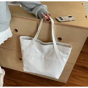 Stilvolle große weiße DuPont Papier Einkaufstasche mit klarer PVC-Gelee-Außenschicht