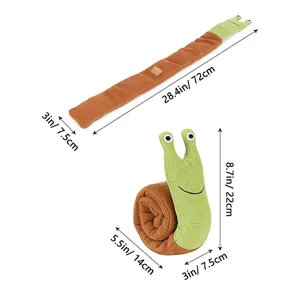 Detaillierte Größentabelle für Schnecken-Plüsch-Suchspielzeug für Hunde, gerollt