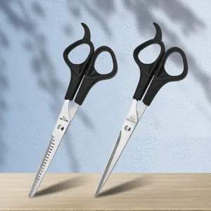 Professional pet grooming scissors set including thinning shears and straight blade scissors