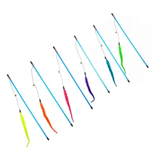 Cat Wand Toy Interactive Feather Teaser Toy With Bell Plastic Pole Caterpillar Toy For Kitten Pet Play Pet Supplies