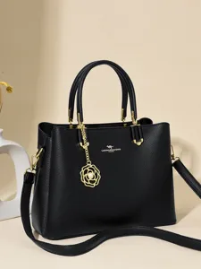 Women Large Capacity Tote Bag PU Leather Casual Single Shoulder Crossbody Handbag Fashion Commuter Top Handle Bag