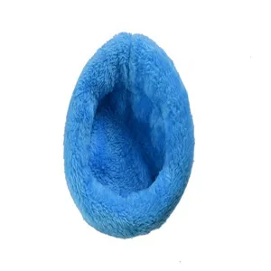 Close-up view of soft blue plush winter warm bed for hamsters and hedgehogs