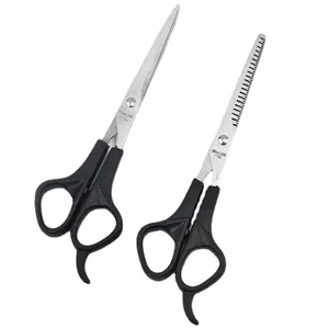 Stainless Steel Pet Grooming Scissors Black Handle Straight And Thinning Shears For Cats And Dogs Hair Care Tool