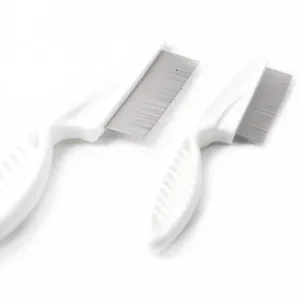 Peigne à puces blanc pour animaux de compagnie, outil de toilettage professionnel 18cm.