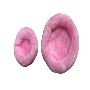 Pair of soft pink plush winter warm nests in different sizes for hamsters and small pet animals