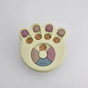 Paw-shaped pet slow feeder puzzle bowl toy for dogs and cats with snack compartments