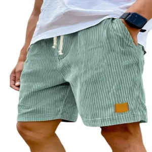 Heren ribfluwelen korte broek casual zomer trekkoord elastische taille retro mode strand