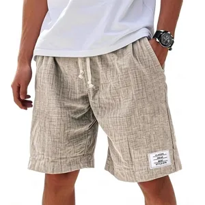 Shorts de plage texturés à cordon de serrage pour homme avec étiquette classique chic