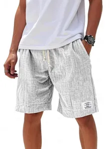 Shorts de plage de cordon texture de loisirs pour hommes couleur unie vue principale