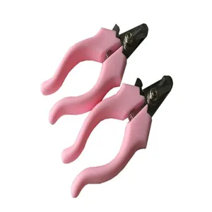Professional pink pet nail clippers for small and medium dogs and cats with ergonomic handles