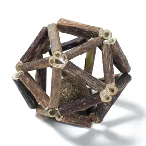 Natural silvervine wooden stick cat toy ball with catnip core for dental health and exercise