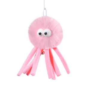 Giocattolo Sospeso per Gatti a Forma di Polpo Peluche Interattivo con Corda Elastica e Campanello per Gatti