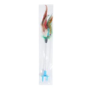 Giocattolo per gatti con piume colorate, molla e base con ventosa blu resistente