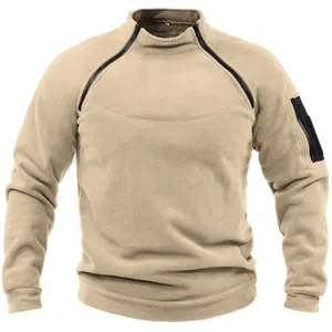 Herren Verdichtetes Fleece Taktisches Sweatshirt Lockeres Farbblock Stehkragen Langarm Sportliches Freizeiteinfaches Pullover Oberteil