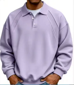 Felpa polo da uomo in maglia morbida e casual con collo a risvolto e dettagli di bottoni.