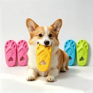 Cute Corgi dog chew toy colorful slipper shape pet teething bite resistant interactive supply