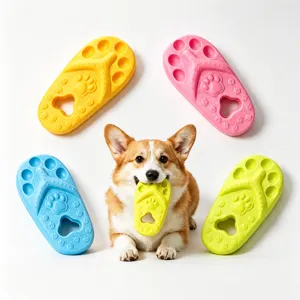 Cute pet dog slipper chewing toy in multiple bright colors for interactive play and dental care.
