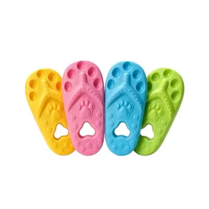 Colorful flip-flop shaped pet chew toy, durable molar bite toy for dogs and cats.