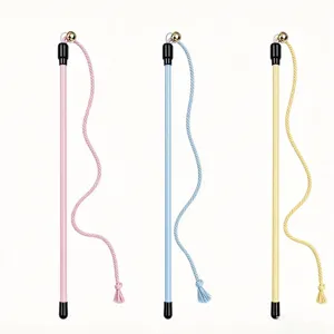 Macaron Cotton Rope Cat Teaser Wand Interactive Pet Toy With PVC Handle And Metal Bell For Cats Daily Play Safe And Fun