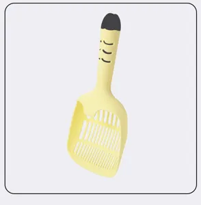 Large plastic cat litter scoop with long handle and sifting holes for easy cleaning pet waste