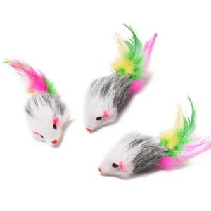 Cat Plush Feather Mouse Toy Interactive Sounding Kitten Teaser Toy Pet Playing Toy Small Animal Toy For Cats