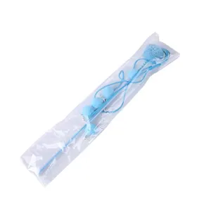 Interactive cat teaser wand plush pom pom bells pet toy blue pvc fun kitten playing toy