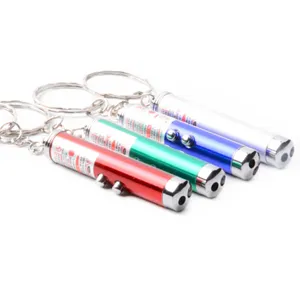 Stylo pointeur laser multifonctionnel pour chat avec porte-clés en quatre coloris vifs.