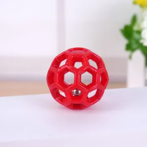 Hollow TPR Cat Toy Ball Interactive Chewable Squeaky Bell Toy For Pet Kitten Daily Play Entertainment