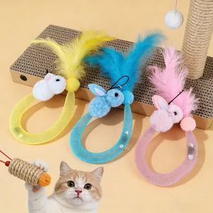 Simpatico Giocattolo per Gatti con Piuma di Coniglio Bacchetta Interattiva Accessori per Cuccioli