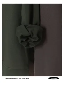 Λεπτομέρεια βαριάς μονόχρωμης κουκούλας, premium casual φθινοπωρινή χειμερινή μόδα ένδυσης.