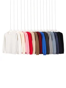 Classic solid color crewneck sweatshirt in various vibrant colors for men and women daily wear.