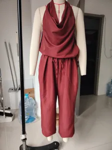 Femme Élégant Débardeur Col Tombant et Pantalon Décontracté Ensemble Chic Bureau