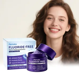 Feimuko poudre dentaire nano hydroxyapatite pot gros plan avec formule violette.
