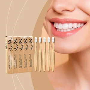 Brosse à dents en bambou écologique avec 10000 poils souples pour un soin bucco-dentaire doux.